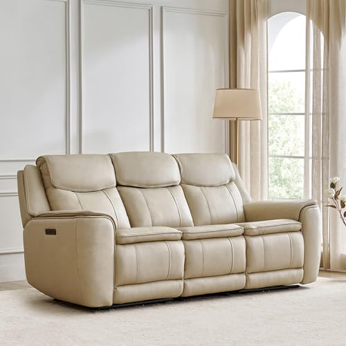 Image of Home Centre | Potsdam Half Leather 3-Seater Zero Gravity Electric Recliner | Recliner Sofa for Living Room | Ivory | 1 Year Warranty