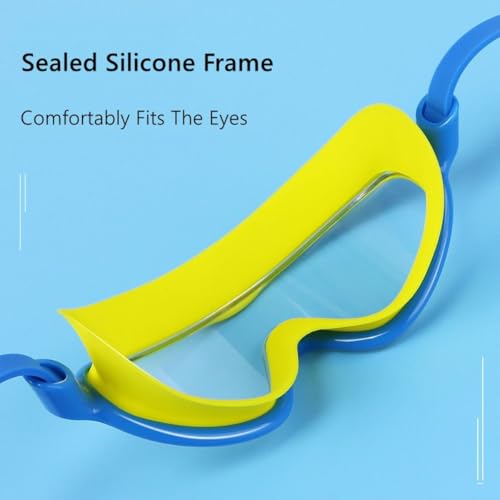 Image of Polyvinyl Chloride Swimming Goggles proffesional for kids anti fog with ear plug and nose clip.box packed fits 4-16 years boys and Girl (yellow)