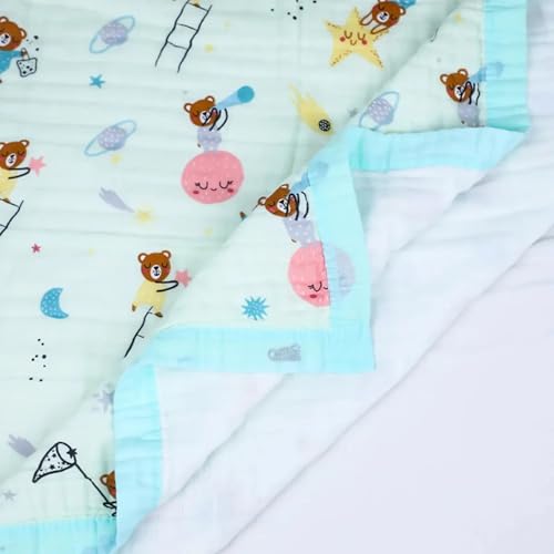 Image of SMILE BABY 100% Organic Cotton 6-Layer Muslin Baby Blanket (100x110 cm) is Super Soft, Breathable, and Gentle on Baby's Skin. Perfect for Comfort, Warmth, and Everyday use. Includes 1 Blanket