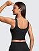 CRZ YOGA Ribbed Scoop Neck Crop Tank Tops for Women - Padded Longline Sports Bras Yoga Workout Cami Black Large