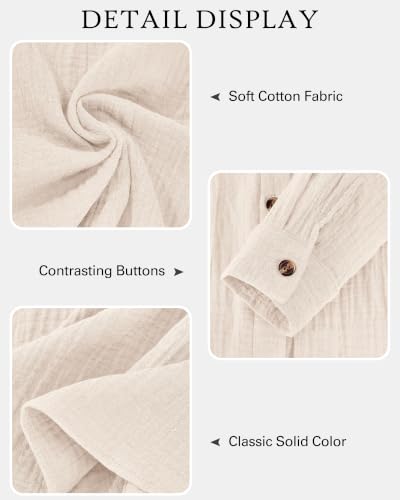 Image of NOLLSOM Casual Shirts for Women Long Sleeve Button Down Blouses Fall 2026 Solid Color Trendy Tops with Pocket