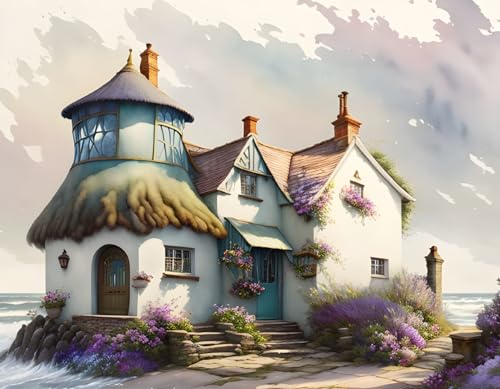 Affiches sur toile pour habiller un grand mur vide cottage anglais et vagues 58x90 cm