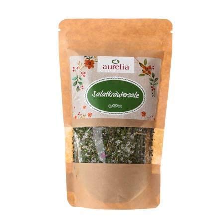 aurelia Salatkräutersalz 200g – Gewürzsalz mit Steinkristallsalz, Gartenkräutern & Blüten – gluten- & laktosefrei – ideal für Salate, Dressings & Rohkost