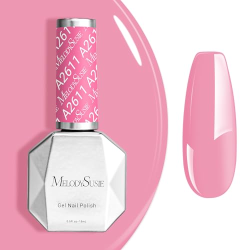 Image of MelodySusie 0.5fl oz Rose Pink Gel Nail Polish, Nails Soak Off UV LED Peachy Pink Gel Polish Gift for Women Nail Art Manicure Salon DIY Nail Design Decoration at Home-A2611