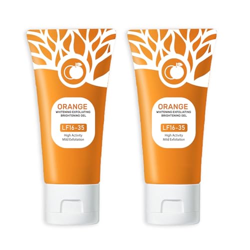 Ezyuanchly Orange Exfoliating Gel Moisturizer Face Body Scrub Gel Deep Cleansing Moisturizing Facial Exfoliator Natural Orange Peeling Gel Face Scrub (2PCS)