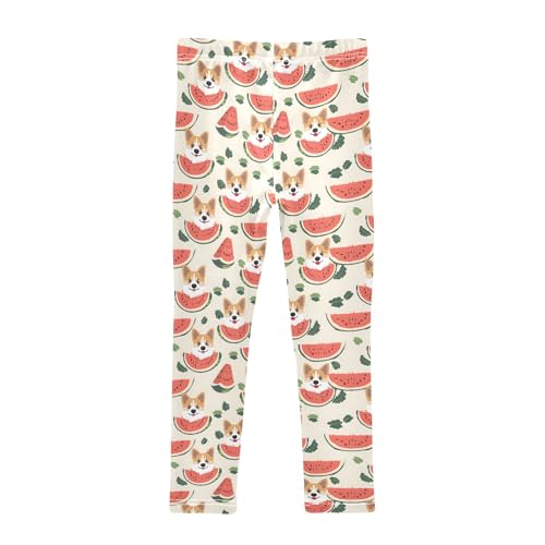 Corgi and Watermelon Girls Leggings Kids Yoga Pants Athletic Tights Pants 4-10 Years2