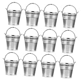 Seau à collation avec poignée : design simple, fond plat et large, petits seaux pratiques faciles à placer sur le bureau, sans basculer facilement, mini seau en métal