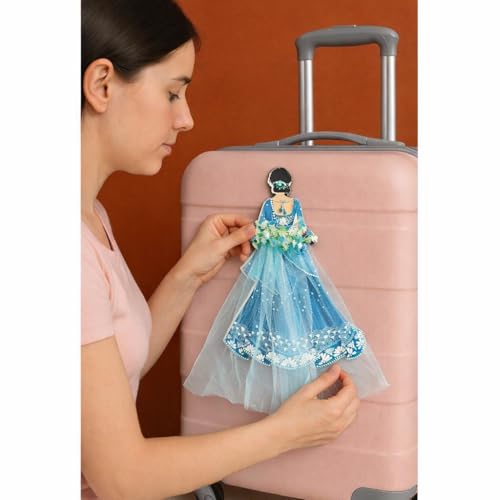 Image of SATYAM KRAFT 2 Pcs Bride Gown Style Decorative Attachment for Small Bags | Net Gown Doll Design for Suitcase Decor, Trousseau Packing, Wedding Decor, Engagement & Gift Wrapping (Blue)