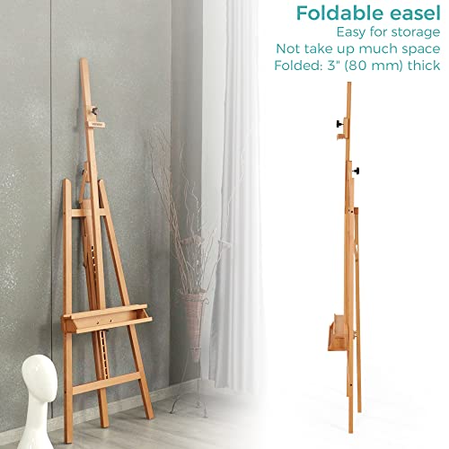 Viswin Inclinable A-Frame Easel Of Maximum Height 89", Holds Canvases Up To 49", Large Studio Art Easel With Storage Tray, Solid Beech Wood Painting Easel For Adults, Beginners, Students - Natural #TOP5