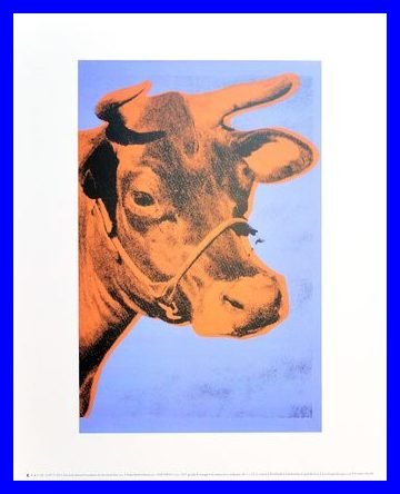  Germanposters Poster Andy Warhol Cow Kuh 1971 Purple & Orange, Stampa Artistica, Cornice in Alluminio, Nero, 42 x 34 cm