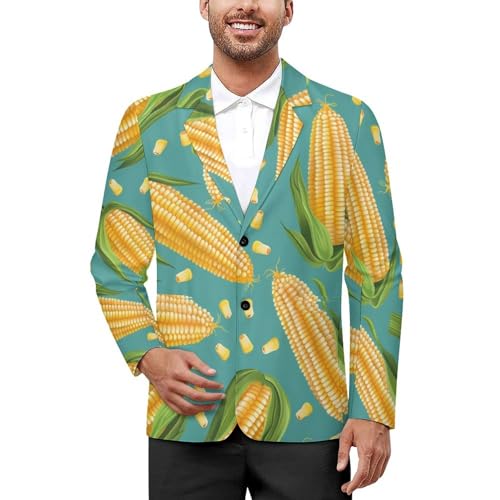 Corn Cob Corn-kernels Casual Suits Jackets for Men Two Buttons Business Coat Wedding Dinner Party