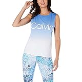 Calvin Klein Women's Dip Dye Calvin Logo Raw Hem Tank, Deep Dive Combo, Small