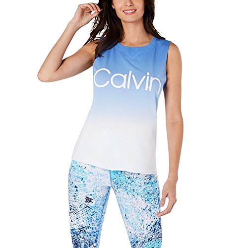 Calvin Klein Women's Dip Dye Calvin Logo Raw Hem Tank, Deep Dive Combo, Small