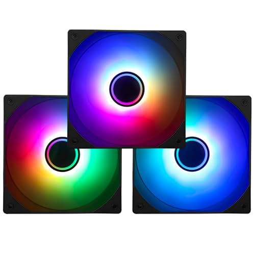 Thermalright TL-C12B-S V3 120mm ARGB CPU Fan, with 1500RPM Speed, Black Computer Case Fan, Quiet 4pin PWM PC Cooling,with ARGB Mirror Light Effect (3 Packs)