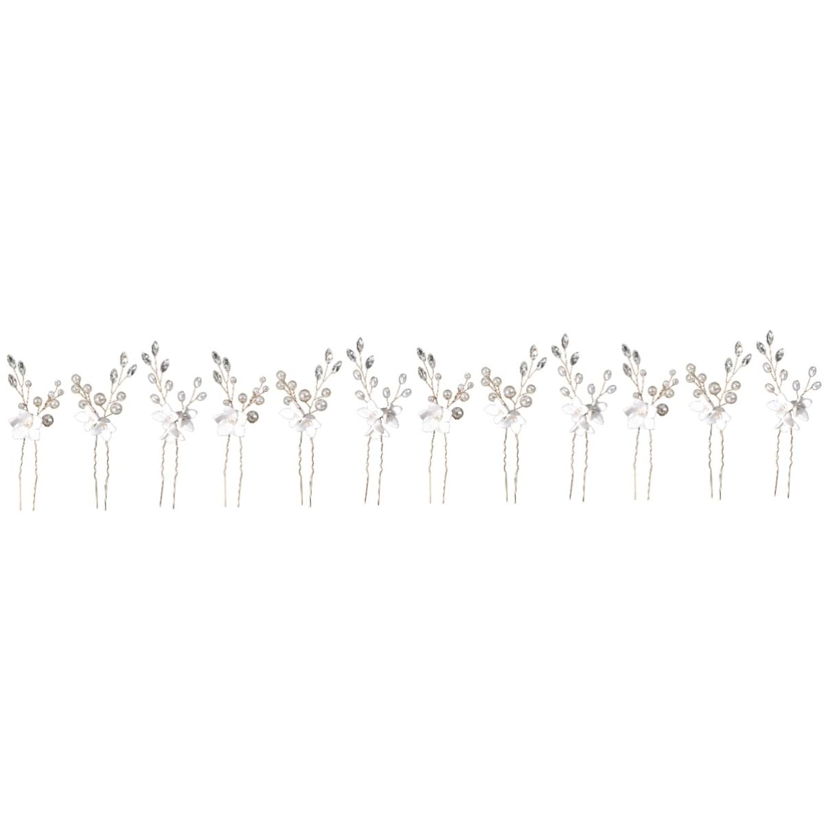 minkissy 12stücke Hochzeits Haarnadeln Mit Perlen Und Blumen U-förmige Braut Haarschmuck Für Elegante Frisuren Bei Hochzeiten Und Festen Langlebig Und Stilvoll Ergänzung Für Ihr