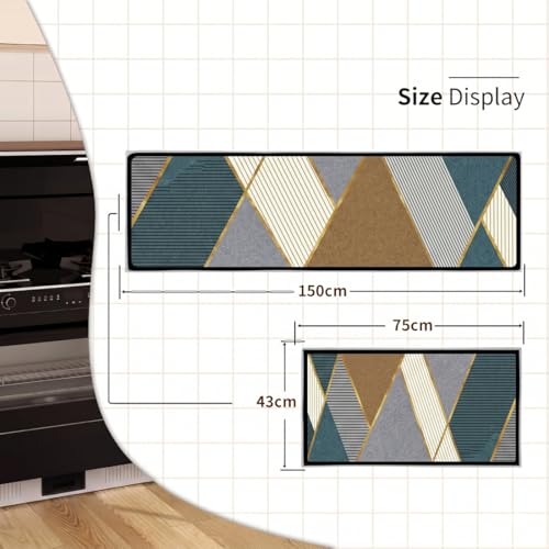 Image of Kitchen Anti Slip Mat for Floor, Waterproof Washable Kitchen Mats, Non Slip Kitchen Floor Mats for Home, Soft Mats for Kitchen, Kitchen Mats for Floor Anti Slip (Peacock Colour)