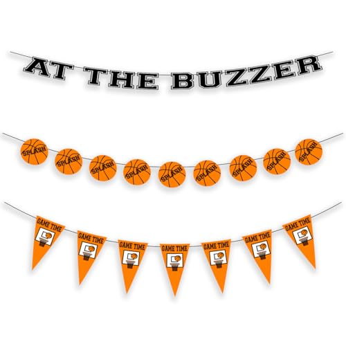 Basketball Party Decorations, Pre-Strung Banner Set with Pennants, Game Time and Splash Designs, 17 Pieces