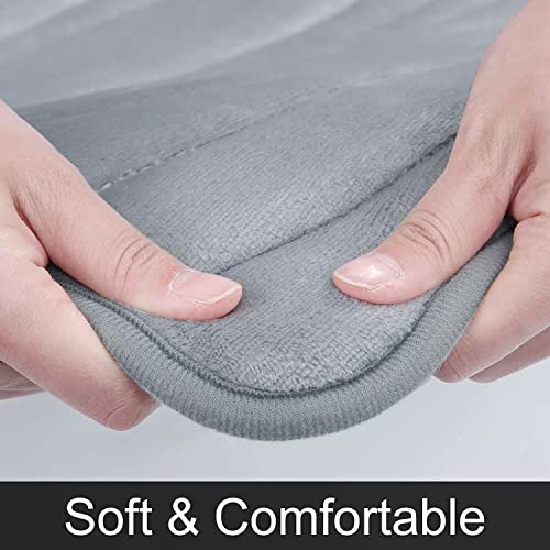 Buganda Memory Foam 2 Pieces Bath Rugs Set - Soft Non-Slip Thick Bath Mat And Contour Toilet Rug, Absorbent Washable Bathroom Rugs And Mats Set (24" X 20" + 32" X 20", Grey) #TOP2