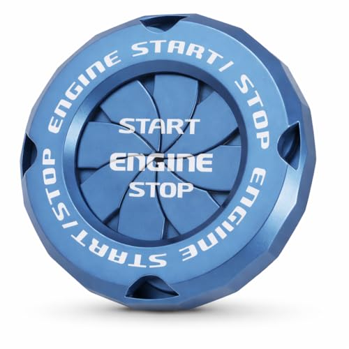 Image of SARTE Car Engine Start Stop Switch Cover Rotatable Ignition Button Protector Universal Push Start Stop Sticker Anti-Scratch Interior Decoration Accessory for All Cars (Blue)