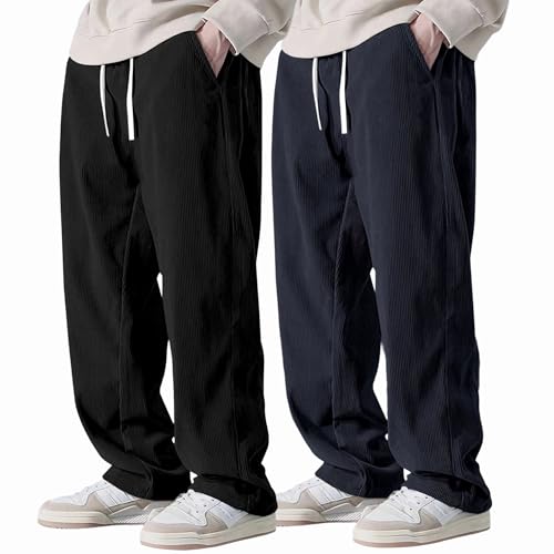 Image of Preneum Men Mid Rise Poly Cotton Loose Fit Trouser || Korean Style Travel & Lounge Wear with Pockets (Available in Plus Size)