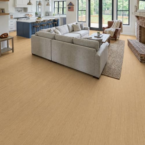 Peel and Stick Floor Tiles, 35in×5.9in 36-Pack Wood Grain Vinyl Flooring, 52 Square Feet, Easy DIY Self-Adhesive Flooring for Kitchen/Bedroom/Living Room, Light Brown. by OIGFDS - Used condition - Image 2