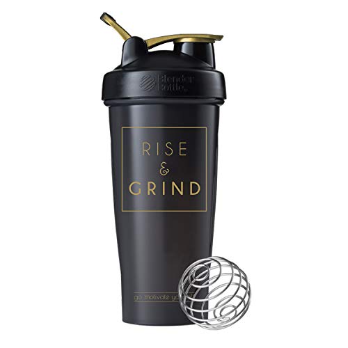 GOMOYO Gold Motivational Quotes on Black and White Blender Bottle Brand Shaker Bottles