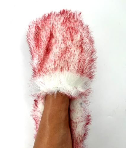 FHQHTH Faux Fur Animal Hood 3 in 1 Scarf Gloves Hat with Paws and Ears for Women Furry Wolf Cosplay Costume4