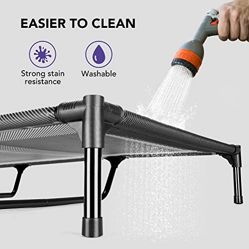 Hicc Pule Cooling Elevated Dog Bed, Portable Raised Pet Cot Bed With Stable Frame & Durable Supportive, Breathable Textilene Mesh, No-Slip Feet For Indoor & Outdoor Use, X-Large, Black #TOP5