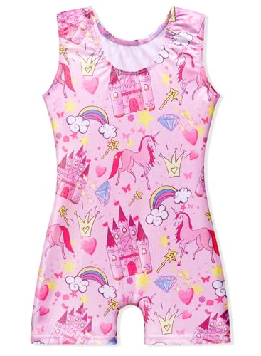 Image of EQSJIU Gymnastics Leotards for Girls Kids Rainbow Mosaic Mermaid Butterfly Stars Leopard Galaxy Tie Dye Cosmos Leopard