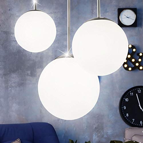 GLOBO Decken Leuchte Wohn Ess Zimmer Beleuchtung Kugel Glas Lampe satiniert 3-flammig 1581-3DR