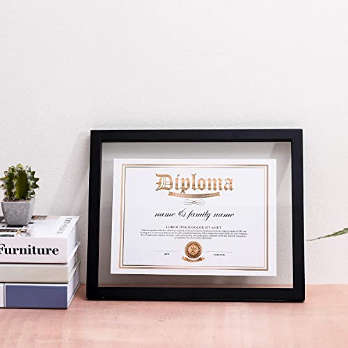 Umical 2 Pack - 11X14 Float Document Frame With Double Sided Hd Plexiglass For Floating Display Of 8.5X11 Document, Certificate, Image Or Artwork, Wood Diploma Frame Decor Of Wall Mounting, Black #TOP1