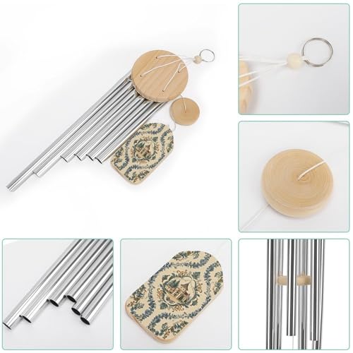 Carillon éolien au ton profond en aluminium durable de 52 cm pour décoration extérieure