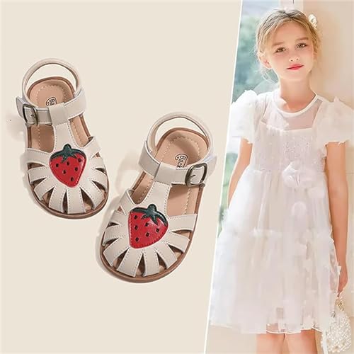 Toddlers Little Girls T-Strap Strawberry Closed Toe Sandals Princess Flat Shoes Summer Flower Girl Shoes2