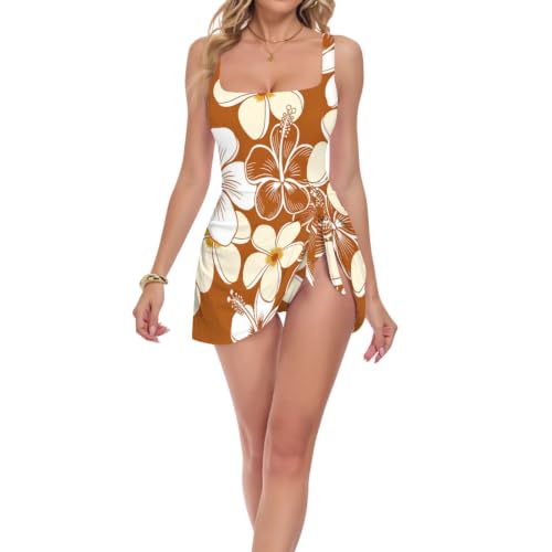 Maillot de bain une pièce marron floral au design élégant et galbant