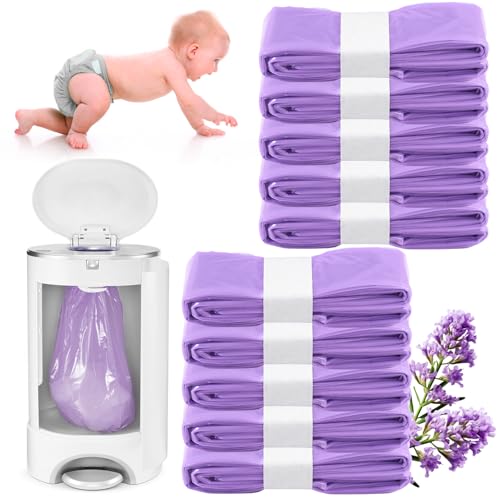 Image of 10 Pack for Genie Diaper Bags Refill, Lavender Scent Fully Compatible with Diaper Genie & Munchkin, 100% Lock and Seal Odor (Cartridge is not included)