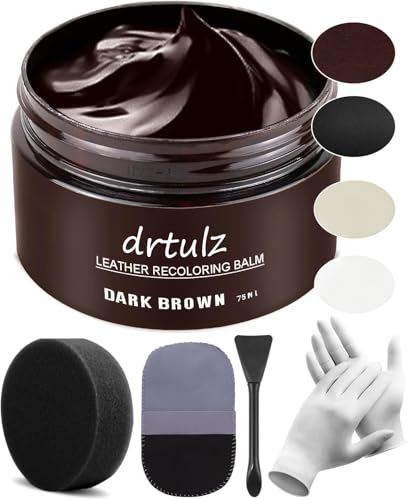 Dark Brown Leather Recoloring Balm, Leather Repair Kit for Furniture, Leather Scratch Remover,...
