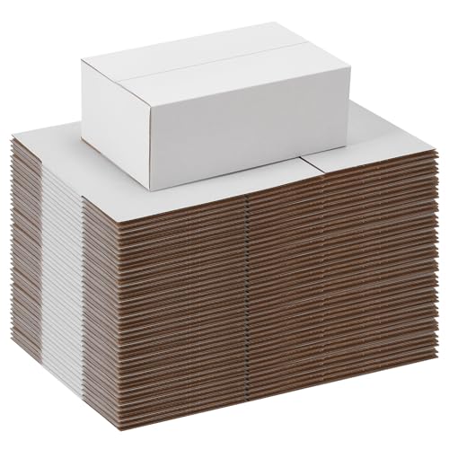 Image of 8x5x3 Shipping Boxes Set of 40, White Kraft Corrugated Cardboard Small Boxes Mailers for Packaging(20.3x12.7x7.6 cm)