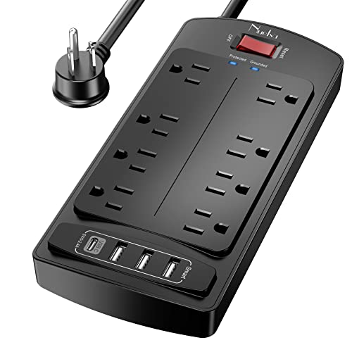 6Ft Extension Cord Power Bar, Nuetsa Surge Protector 8 AC Outlets and 4 USB Ports(3U1C), 6 Feet Power Strip (1625W/13A) for Home, Office, 2700 Joules, ETL Listed, Black image 8