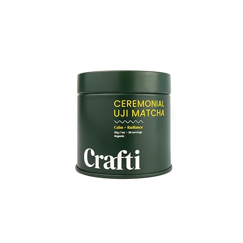 Miniatura 9 de Crafti Polvo de matcha de grado ceremonial (orgánico)  Polvo de té verde matcha japonés auténtico sin azúcar de Uji, Kyoto para lattes de grado