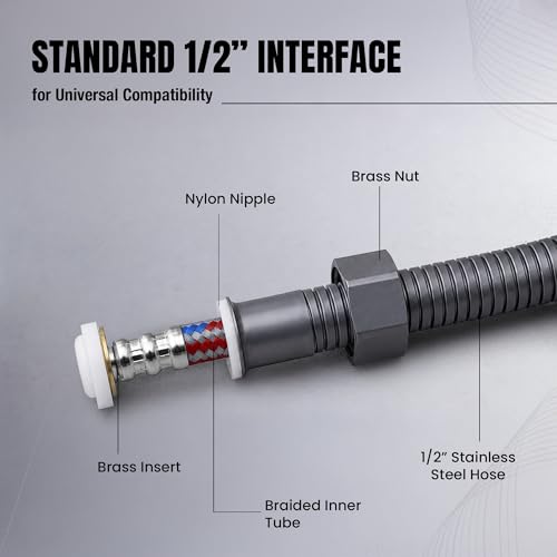 Image of Robustt Premium 304 Stainless Steel Jet Spray Hose Pipe for Toilet (Grey), 1.2m Flexible Hose Pipe with Anti Corrosion Finish, Hand Shower Pipe, Universal G1 /2 Fittings, High Pressure Faucet Pipe