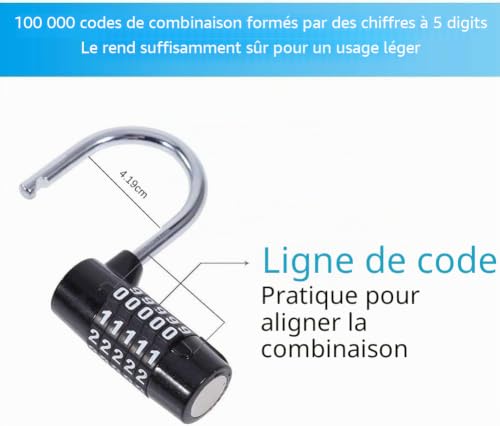 Nutmanel Lot de 2 cadenas à combinaison à 5 chiffres - Cadenas avec code numérique pour la gym, le rangement et le rangement – vue 4