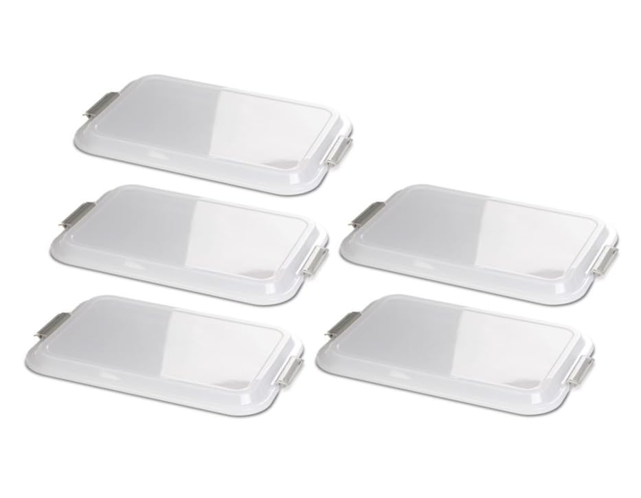 AmeriCan Goods 5/Pcs Pastel Colors Dental Lockable Divided Instrument Tray B Size Autoclavable Plastic Setup Tray for Medical Instruments (Clear Lid)