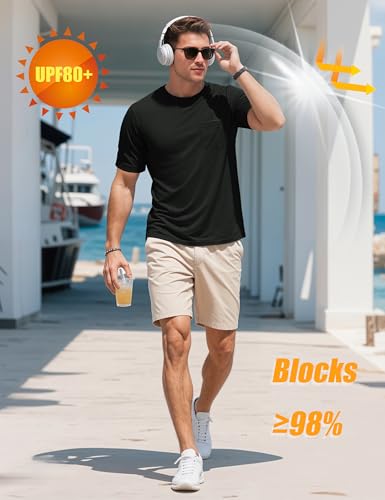 MAGCOMSEN Mens Pocket Tee Shirts UPF 80+ Sun Protection Shirts Lightweight Moisture Wicking Crewneck Casual Summer Tees2
