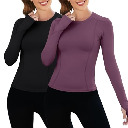 Image of Loovoo Women Workout Shirts, 1 /2 /3 Pack Short Sleeve Compression Tee | Tight Fit Gym Basic Tops, Athletic Quick Dry Crew Neck 4-Way Stretch, Flat Seams Ideal for Yoga, Gym, Running and Daily Wear
