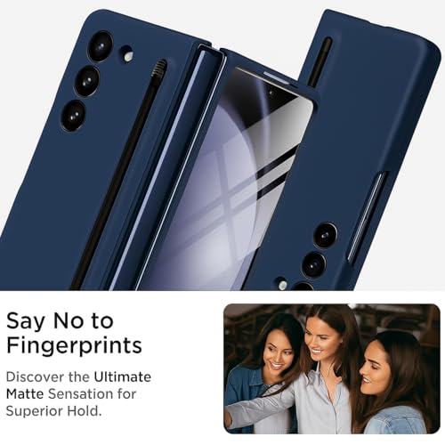 Image of TechTrendz Ultra Slim Premium Case for Samsung Galaxy Z Fold 7 with Built in Compact S Pen Holder and Storage Slot (Fold 7 - Dark Blue)