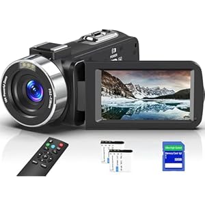Videokamera 8K 64MP Camcorder 18X Digitalzoom IR Nachtsicht Vlogging Kamera, 3,0 Zoll UHD Touchscreen WiFi Videokamera für YouTube mit SD-Karte, 2,4G Fernbedienung und 2 Batterien