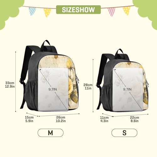 RunningBear Honeybee Rose Honeycomb Beige Kids Backpack for Boys Girls Lightweight Toddler Backpack for Students Kids2