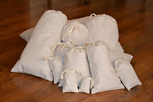 BigLotBags 100Pcs 6 x 8 Inches Premium Cotton Muslin Double Drawstring Bags, Reusable Bag Natural Cotton Bags with Drawstring Produce Bags Bulk Gift Bag Jewelry Pouch for Party Wedding Home Storage