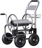 Giraffe Tools Garden Hose Reel Cart, Cart with Wheels Heavy Duty, Industrial Hose Reels for Outside, 250-Feet of 5/8' Hose Capacity, Hose Guide Pre-Installed