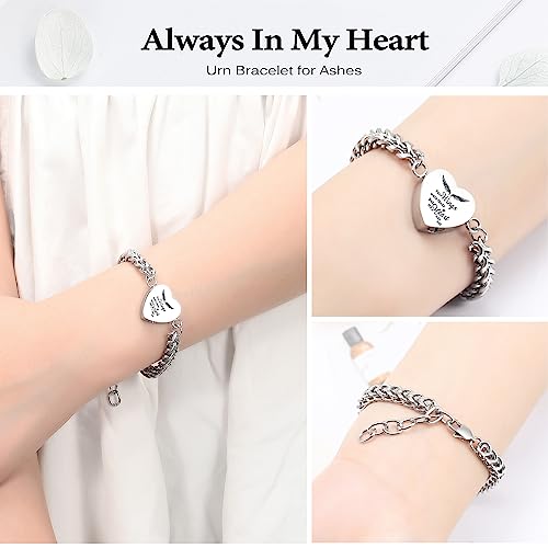 zeqingjw Heart Cremation Memorial Urn Bracelet for Ashes for Women Stainless Steel Adjustable Keepsake Bangle Cremation Memorial Ash Jewelry4